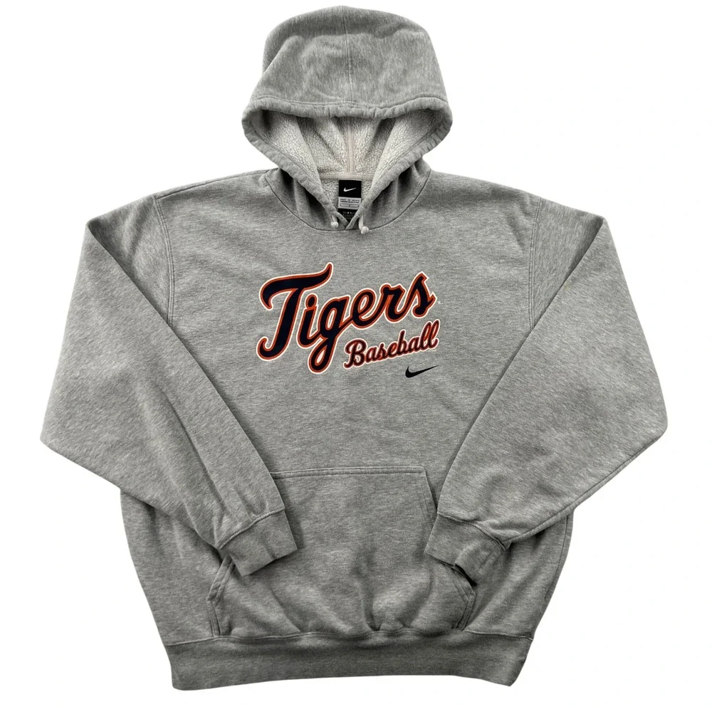 Nike Detroit Tigers Baseball Hoodie Mens Large Gray MLB Pullover Sweatshirt